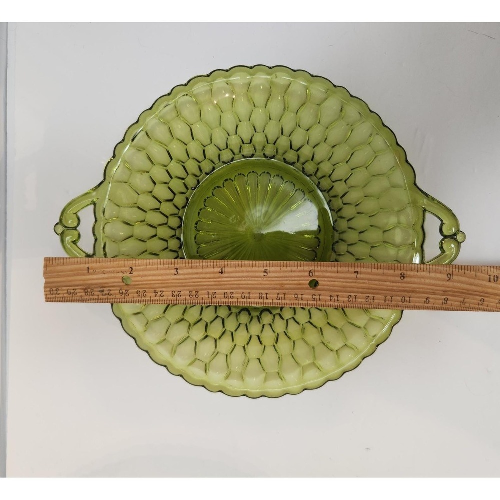 Indiana Glass Avocado Green Honeycomb Serving Dishes,‎ 2 pieces - Picture 4 of 11